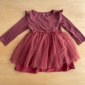 Rise Little Earthling Burgundy Polka Dot Tulle Dress